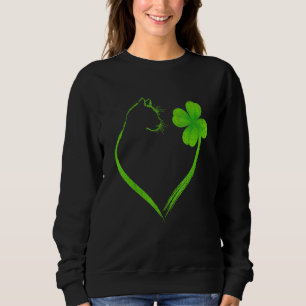 Cat Heart Shamrock St Patrick's Day Irish Clover A Sweatshirt