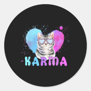 Cat Heart Shape Funny Gifts For Girls Kids Women M Classic Round Sticker