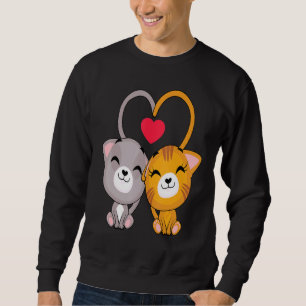 Cat Heart Valentines Day Cute Kitten Kitty V Day P Sweatshirt