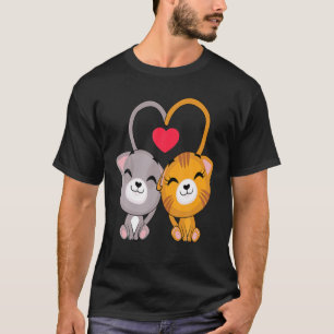 Cat Heart Valentines Day Cute Kitten Kitty V-Day P T-Shirt