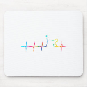 Cat Heartbeat Cat Lover Cute Animal Tie Dye Womens Mouse Pad