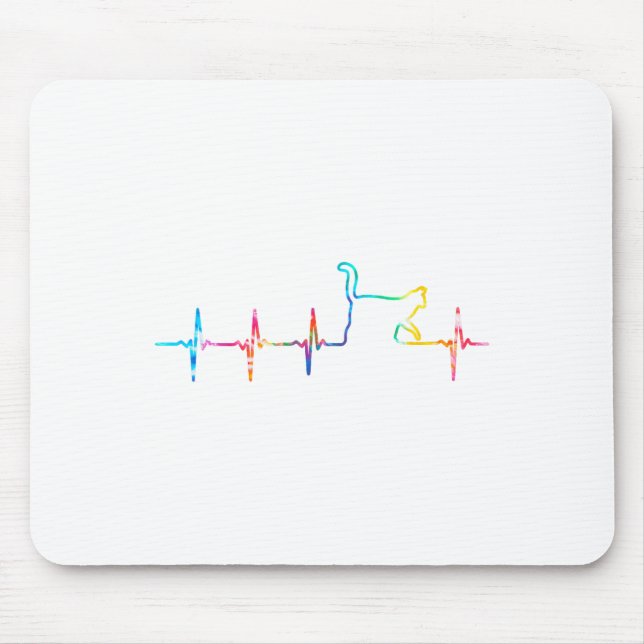 Cat Heartbeat Cat Lover Cute Animal Tie Dye Womens Mouse Pad (Front)