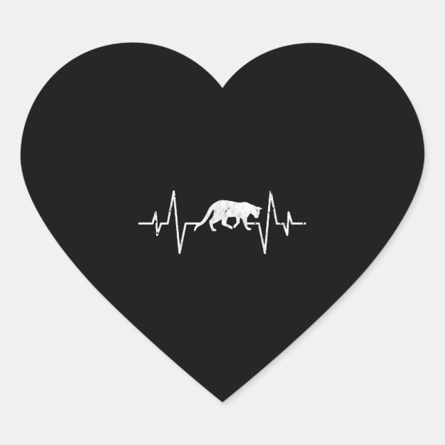 cat heartbeat heart sticker (Front)