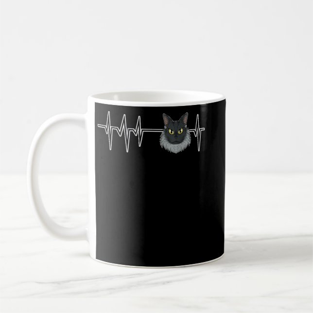 Cat Heartbeat I Cat Lover I Maine Coon Cat Coffee Mug (Left)