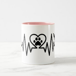 Cat Heartbeat with Another Cat  Two-Tone Coffee Mug