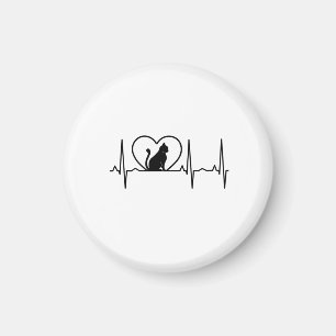 Cat Heartbeat with Heart  Magnet