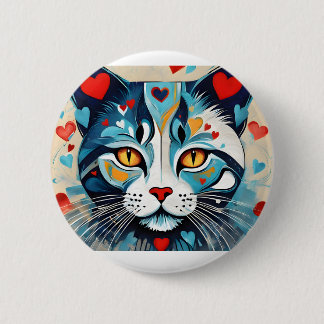Cat Hearted 6 Cm Round Badge