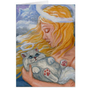 CAT HEAVEN White Persian Cat Angel Card