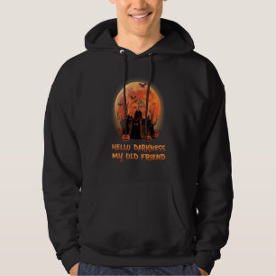 Cat Hello Darkness My Old Friends Black Cat Hoodie