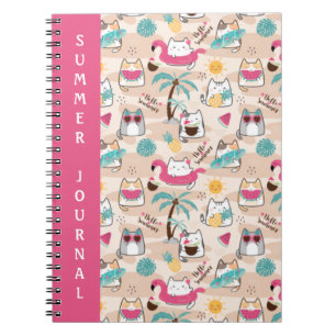 Cat Hello Summer Beach Kitty Vacation Notebook