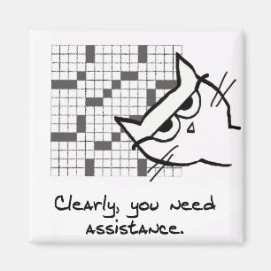 Cat Helps with the Crossword - Funny Cat Magnet