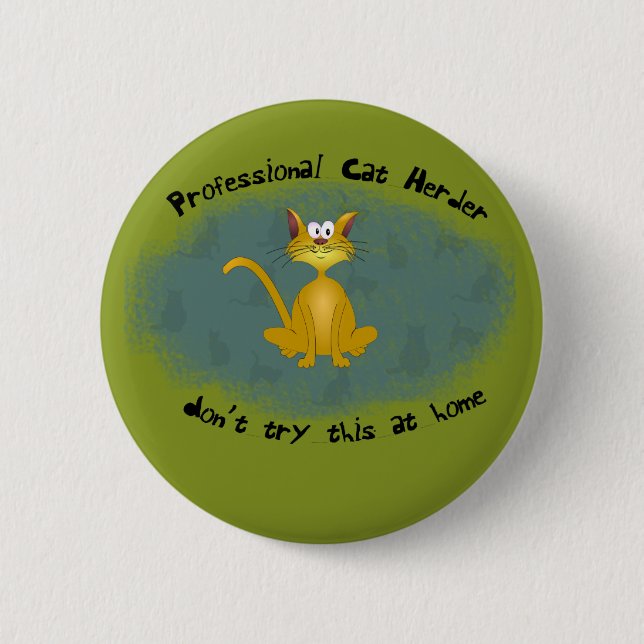 Cat Herder Funny Button (Front)
