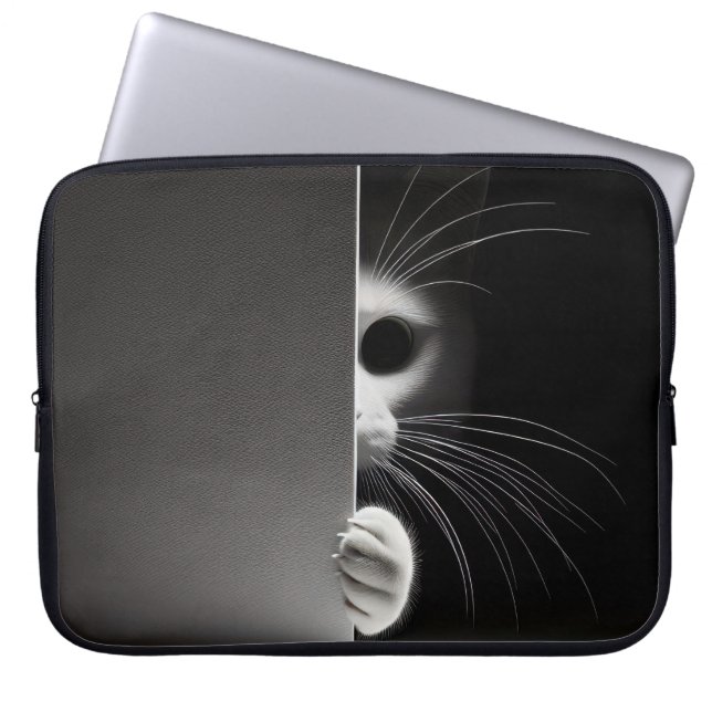 Cat Hiding In Shadows Laptop Sleeve (Front)