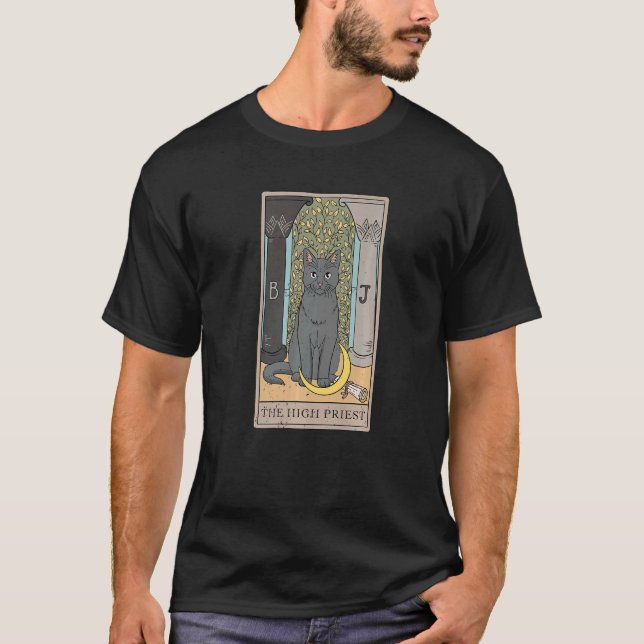 Cat High Priest Tarot Card for a Tarot Card Reader T-Shirt (Front)