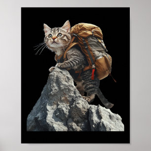 Cat Hiking Men Women Kids  Poster