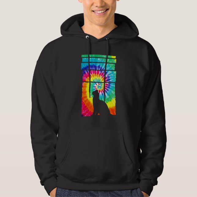 Cat Hippie Tie Dye Cat   Hoodie (Front)