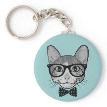 Cat Hipster with Polka Dots Bow Tie