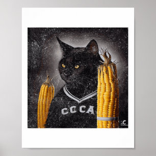 Cat Hockey Corn On The Cob Poster