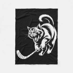 Cat Hockey Player Team Hockey Lovers Kitten Hockey Fleece Blanket