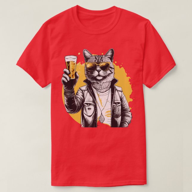 Cat holding a bottle T-Shirt (Design Front)