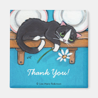 Cat Holding a Daisy | Thank You Magnet
