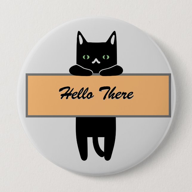 Cat holding a sign Button Badge (Front)