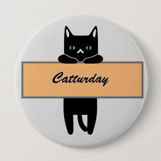 Cat holding a sign Button Badge