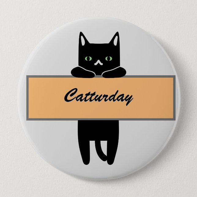 Cat holding a sign Button Badge (Front)