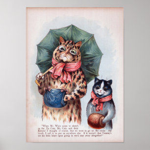 Cat Holding an Umbrella, Louis Wain Poster