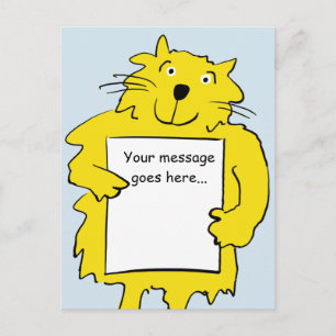 Cat holding board for you to add your own message postcard