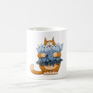 Cat Holding Fish Coffee Mug