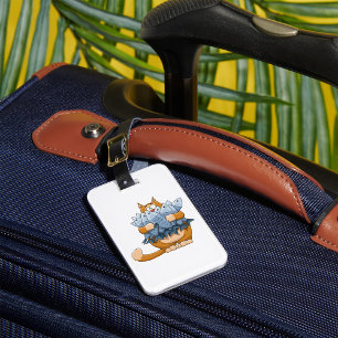 Cat Holding Fish Luggage Tag