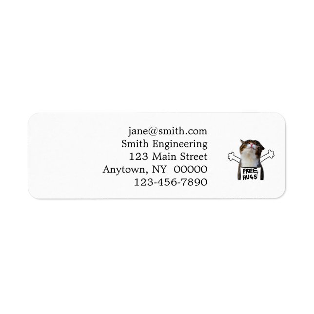 Cat Holding Free Hugs Sign Return Address Label (Front)