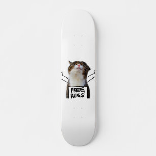 Cat Holding Free Hugs Sign Skateboard