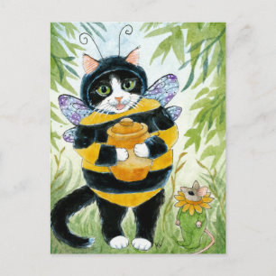 Cat Honey Bee costume postcard