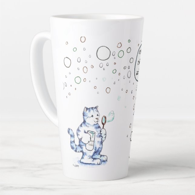 Cat Hopes Latte Mug (Left Angle)