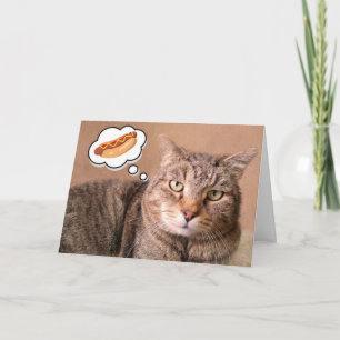 Cat, Hot Dog, And Hamburger Birthday Card