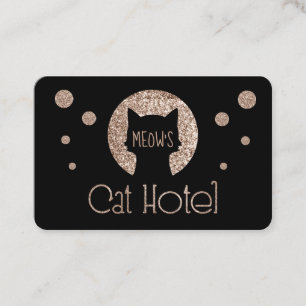 Cat Hotel Golden Glitter Logo Business Card