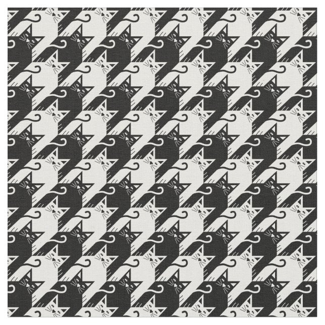 cat houndstooth fabric (Close Up)