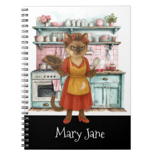 Cat  House wife is cooking in the Kitchen Notebook