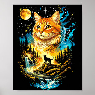 Cat howling to the moon vintage funny cat lover me poster