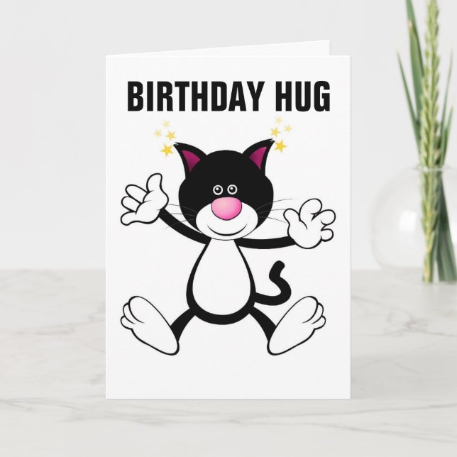 CAT HUG HAPPY BIRTHDAY GREETING CARDS (Front)