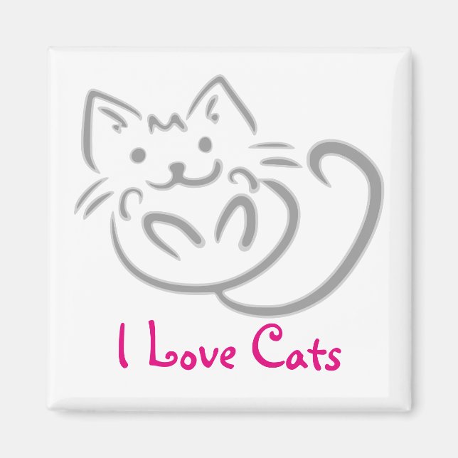 Cat Hug I Love Cats Magnet (Front)