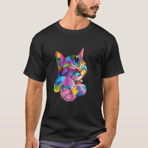 Cat Hug Knitting Yarn Ball For Knitters Knit Queen T-Shirt