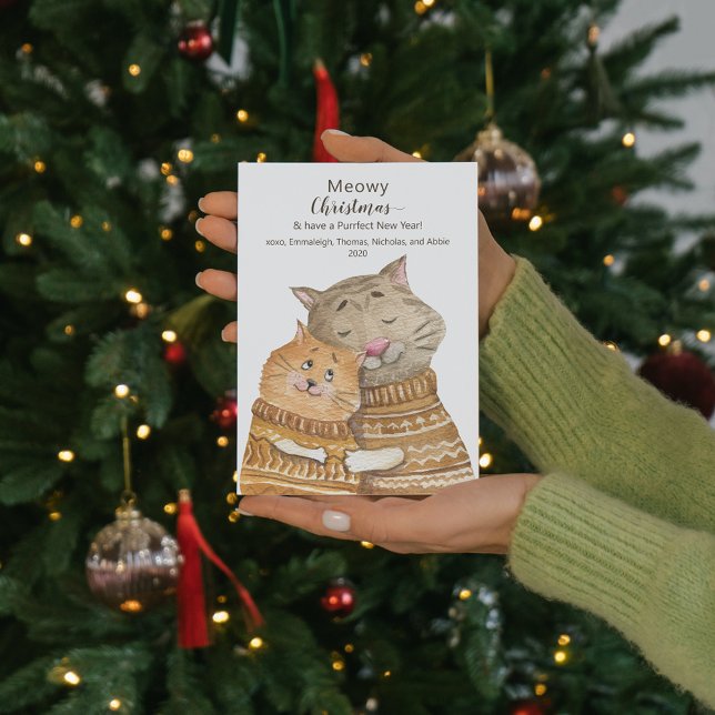 Cat Hug Meowy Christmas & Purrfect New Year Postcard (Creator Uploaded)