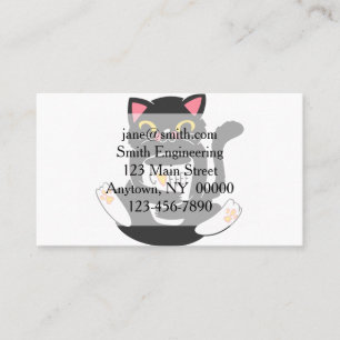 Cat hugging a coffee mug - Choose background colo Business Card
