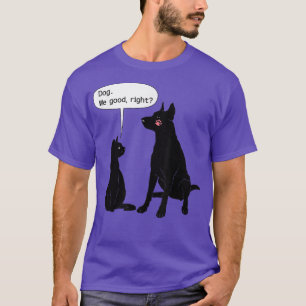 Cat Humor Cat Slap Dog Funny Black Cat And Dog Mem T-Shirt