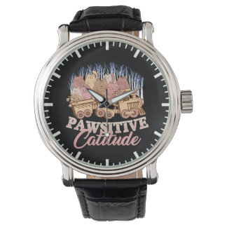 Cat Humour - Pawsitive Attitude - Funny Novelty Watch