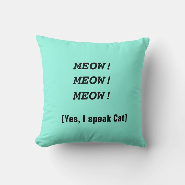 Cat Humour Throw Pillow (Front)