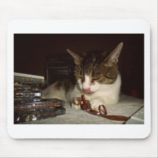 Cat Hungry For Cassettes Mouse Pad